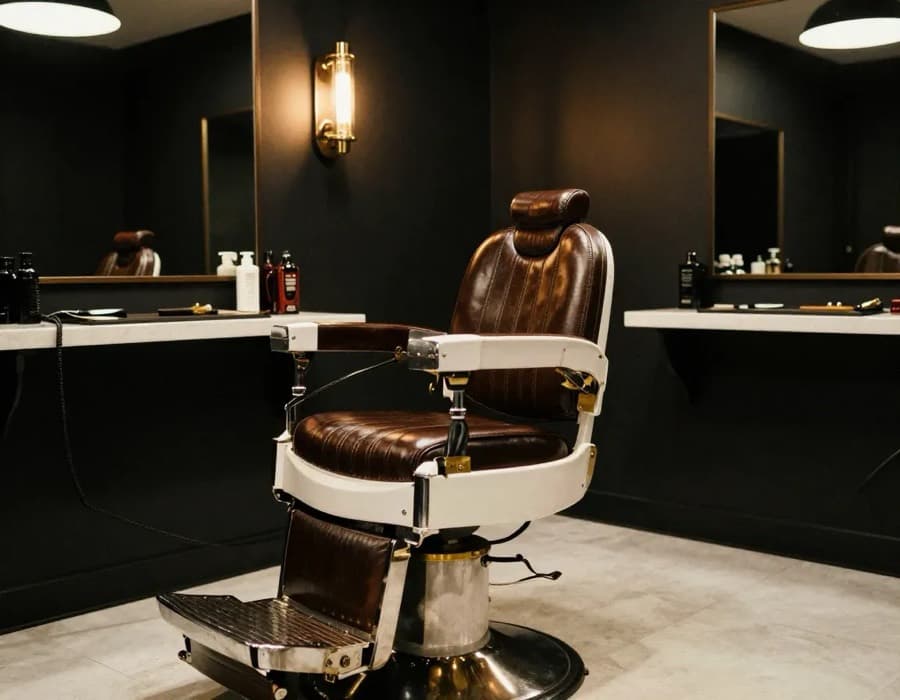 Holičské křeslo v barbershopu